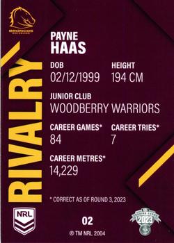 2023 NRL Traders Rivalry #2 Payne Haas Back